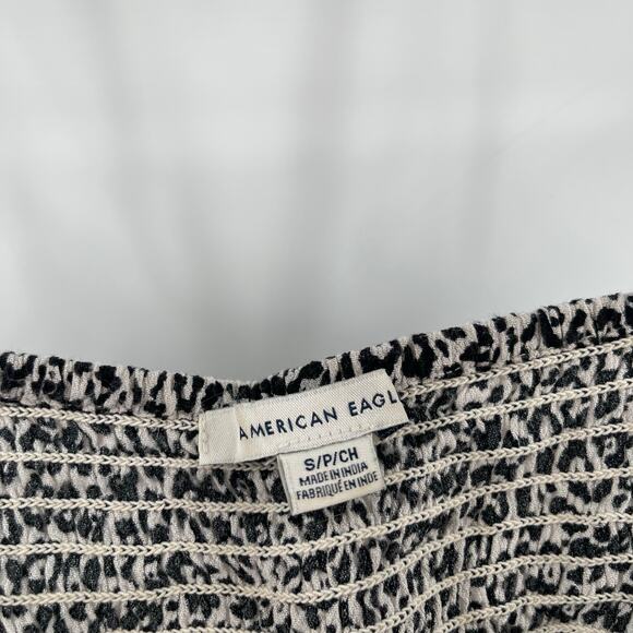 AMERICAN EAGLE Tank Top Size Small Crop Animal Print Black Adjustable Strap - Picture 3 of 10